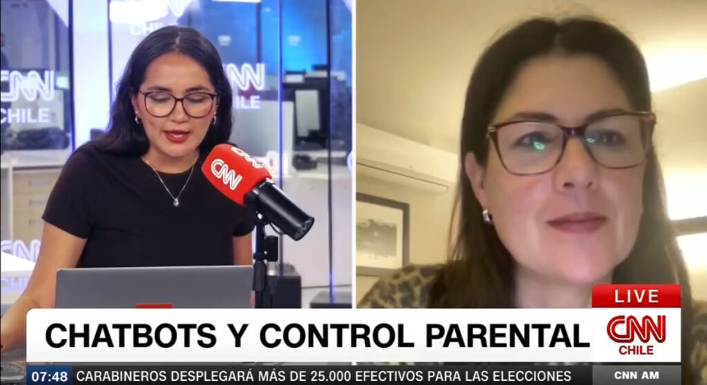 Entrevista en CNN Chile sobre chatbots y control parental con directora de Convivencia Digital