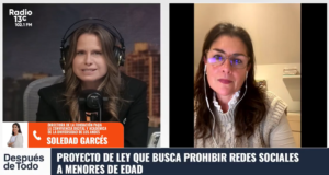 Soledad Garcés directora Fundación Convivencia Digital entrevistada en Radio 13c sobre prohibición de redes sociales a menores de edad en Chile